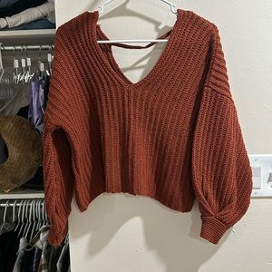 open back cropped sweater